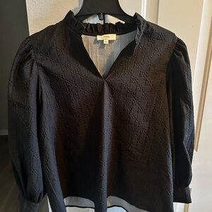 Anthropologie Entro Black Textured Blouse